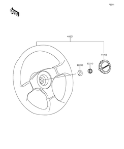 Steering Wheel Diagram and Parts List for KAF400DFF 2015 Kawasaki Lawn Tractor Accessories