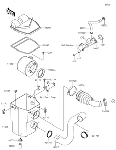 Air Cleaner Diagram and Parts List for KAF400JHS 2017 Kawasaki Lawn Tractor Accessories