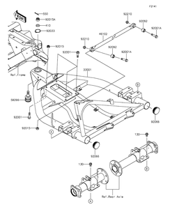 Swingarm Diagram and Parts List for KAF400EGF 2016 Kawasaki Lawn Tractor Accessories