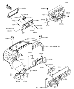 Front Box Diagram and Parts List for KAF820BHF 2017 Kawasaki Lawn Tractor Accessories