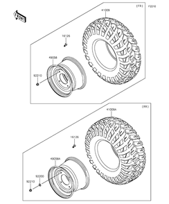 Wheels/Tires Diagram and Parts List for KAF820BGF 2016 Kawasaki Lawn Tractor Accessories