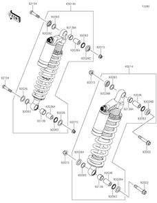 Shock Absorber Diagram and Parts List for KRF800FNFNN 2022 Kawasaki Lawn Tractor Accessories