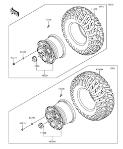 Wheels/Tires Diagram and Parts List for KAF820CFF 2015 Kawasaki Lawn Tractor Accessories