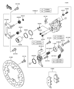 Rear Brake Diagram and Parts List for KAF820DHF 2017 Kawasaki Lawn Tractor Accessories