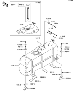 Fuel Tank Diagram and Parts List for KAF620SDF 2013 Kawasaki Lawn Tractor Accessories