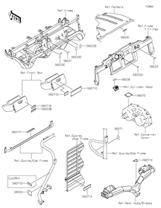 Labels Diagram and Parts List for KAT620DNFNN 2022 Kawasaki Lawn Tractor Accessories