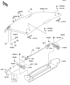 Fenders Diagram and Parts List for KAF400AFF 2015 Kawasaki Lawn Tractor Accessories