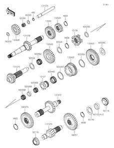 Transmission Diagram and Parts List for KAF1000BHF 2017 Kawasaki Lawn Tractor Accessories
