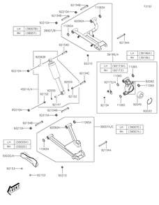 Rear Suspension Diagram and Parts List for KAF700AMFNN 2021 Kawasaki Lawn Tractor Accessories