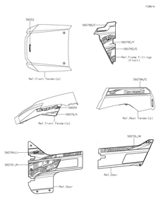 Part Location Diagram of 56076-2205 Kawasaki Pattern, Side Guard, Lh, Upp