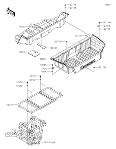 Carrier Diagram and Parts List for KRT800LPFNN 2023 Kawasaki Lawn Tractor Accessories