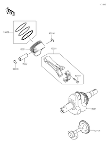 Crankshaft/Piston Diagram and Parts List for KAF400RLS 2020 Kawasaki Lawn Tractor Accessories