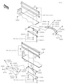 Rear Fender Diagram and Parts List for KAF620MLF 2020 Kawasaki Lawn Tractor Accessories