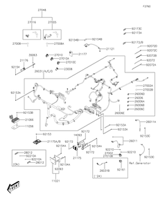 Chassis Electrical Equipment Diagram and Parts List for KAF700DNFNN 2022 Kawasaki Lawn Tractor Accessories
