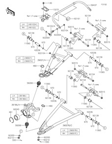 Front Suspension Diagram and Parts List for KRF1000CMFNN 2021 Kawasaki Lawn Tractor Accessories