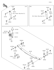 Rear Suspension Diagram and Parts List for KAF620MHF 2017 Kawasaki Lawn Tractor Accessories