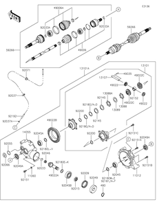 Drive Shaft-Front Diagram and Parts List for KAF400YPFNN 2023 Kawasaki Lawn Tractor Accessories