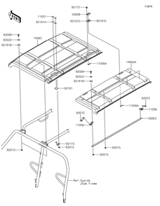 Sun Top Diagram and Parts List for KAF1000HJF 2018 Kawasaki Lawn Tractor Accessories