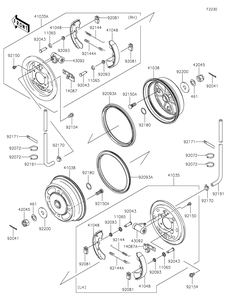 Front Hubs/Brakes Diagram and Parts List for KAF620RMFNN 2021 Kawasaki Lawn Tractor Accessories