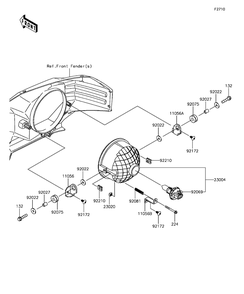 Headlight Diagram and Parts List for KAF820BHF 2017 Kawasaki Lawn Tractor Accessories
