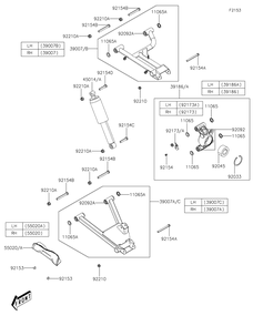 Rear Suspension Diagram and Parts List for KAF700CMFNN 2021 Kawasaki Lawn Tractor Accessories