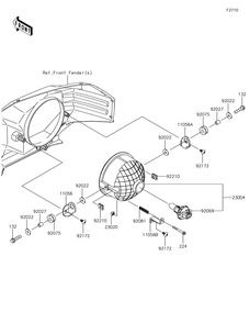 Headlight Diagram and Parts List for KAF1000HJF 2018 Kawasaki Lawn Tractor Accessories