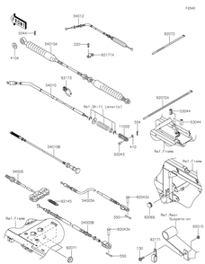 Cables Diagram and Parts List for KAF620WMFNN 2021 Kawasaki Lawn Tractor Accessories