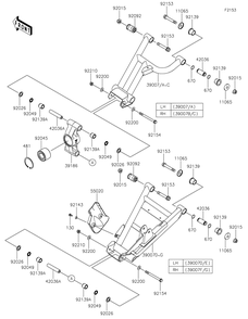 Rear Suspension Diagram and Parts List for KRF800JMFNN 2021 Kawasaki Lawn Tractor Accessories