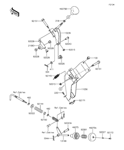 Shift Lever Diagram and Parts List for KAF400BGF 2016 Kawasaki Lawn Tractor Accessories