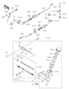 Master Cylinder Diagram and Parts List for KAF620MLF 2020 Kawasaki Lawn Tractor Accessories