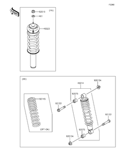 Shock Absorber Diagram and Parts List for KAF400GGF 2016 Kawasaki Lawn Tractor Accessories