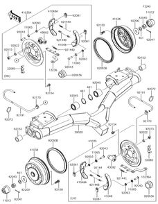 Rear Hubs/Brakes Diagram and Parts List for KAF620SGF 2016 Kawasaki Lawn Tractor Accessories