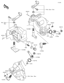Gear Change Mechanism Diagram and Parts List for KAF620RHF 2017 Kawasaki Lawn Tractor Accessories