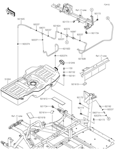 Fuel Tank 2 Diagram and Parts List for KRT1000BPFNL 2023 Kawasaki Lawn Tractor Accessories