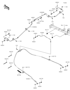 Brake Piping Diagram and Parts List for KRF1000DPFNL 2023 Kawasaki Lawn Tractor Accessories