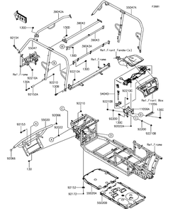 Guards/Cab Frame Diagram and Parts List for KAF820JHF 2017 Kawasaki Lawn Tractor Accessories