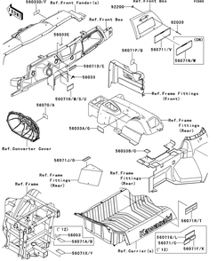 Labels Diagram and Parts List for KRT750CCF 2012 Kawasaki Lawn Tractor Accessories