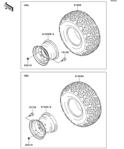 Wheels/Tires Diagram and Parts List for KAF400BEF 2014 Kawasaki Lawn Tractor Accessories