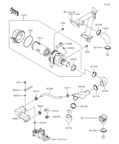 Air Cleaner Diagram and Parts List for KAF620RFF 2015 Kawasaki Lawn Tractor Accessories