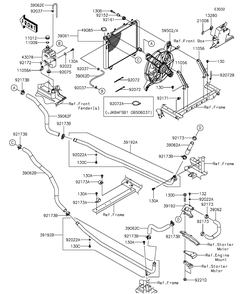 Radiator Diagram and Parts List for KAF820BGF 2016 Kawasaki Lawn Tractor Accessories