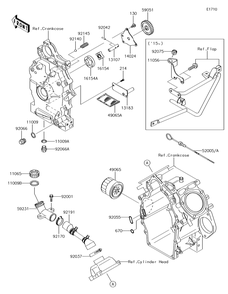 Oil Pump/Oil Filter Diagram and Parts List for KAF620MHF 2017 Kawasaki Lawn Tractor Accessories
