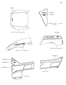 Part Location Diagram of 56054-0796 Kawasaki Mark,Rr Fender,Kawasa