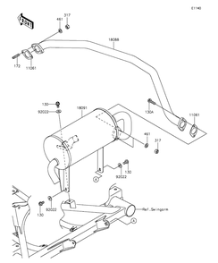 Muffler Diagram and Parts List for KAF400FGF 2016 Kawasaki Lawn Tractor Accessories