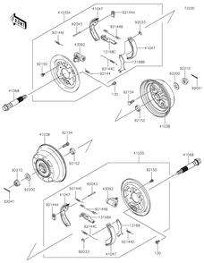 Front Hubs/Brakes Diagram and Parts List for KAF400JNFNN 2022 Kawasaki Lawn Tractor Accessories