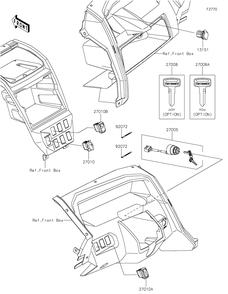 Ignition Switch Diagram and Parts List for KRF1000ALF 2020 Kawasaki Lawn Tractor Accessories
