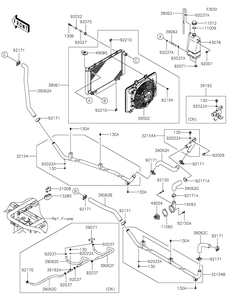 Radiator Diagram and Parts List for KAT620BNFNN 2022 Kawasaki Lawn Tractor Accessories