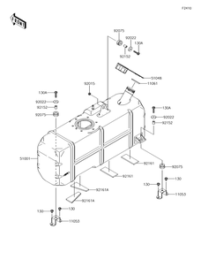 Fuel Tank Diagram and Parts List for KAF620SGF 2016 Kawasaki Lawn Tractor Accessories