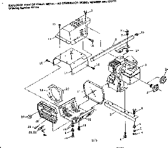 Complete engine and brackets Diagram and Parts List for FA130D-1MP  Kawasaki Generator