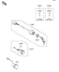 Ignition Switch Diagram and Parts List for KAF620RCF 2012 Kawasaki Lawn Tractor Accessories
