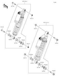 Shock Absorber Diagram and Parts List for KRF800FLF 2020 Kawasaki Lawn Tractor Accessories